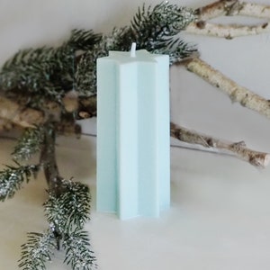 Unscented Pillar Soy Wax Candles, Ribbed, Tower and Star Shaped Pillar Pastel Color Candles, Easter Table Decoration Star