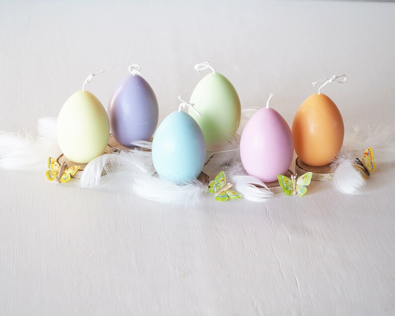 Easter Egg Candles Set of Six Pastel Colors, Easter Table Decorations, Cute Easter Gift image 7