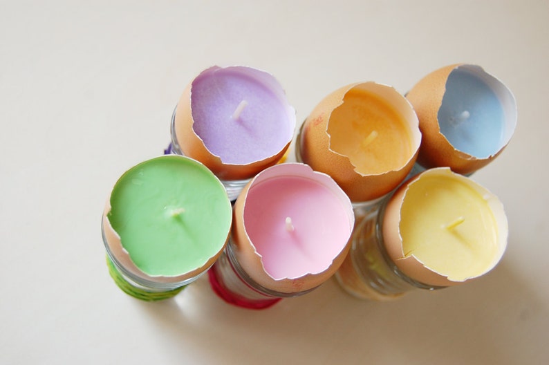 Easter Egg Candles Real Eggshells Candles Set Of 10 Vegetable Wax Candles Easter Table Decor Eco friendly Home Decor Easter Gift image 5