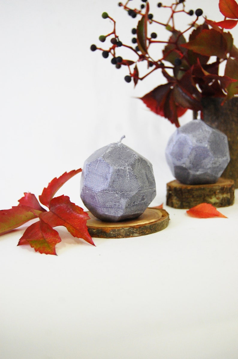 Faceted Concrete Candle, Urban Home Decor, Modern Wedding Favors, Hygge Home Decor, Cozy Gift for Mom image 5