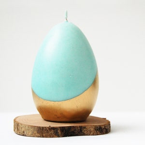 Big Easter Egg Candle Half Painted in Gold, Modern Easter Table Decoration, Cozy Easter Gift image 5