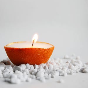 Vanilla Scented Candle Made in a Real Orange Peel