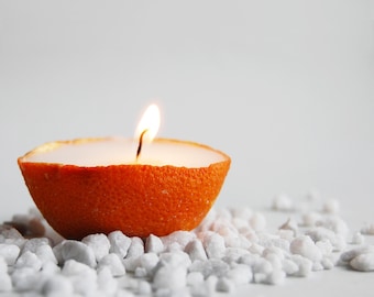Vanilla Scented Candle Made in a Real Orange Peel
