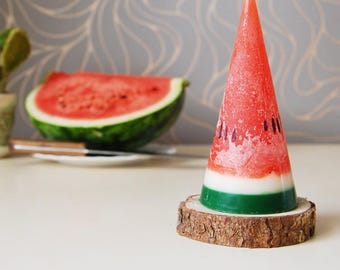 Watermelon Candle Cone – Funny Fruit Candle, Summer Party Decor, Birthday Gift
