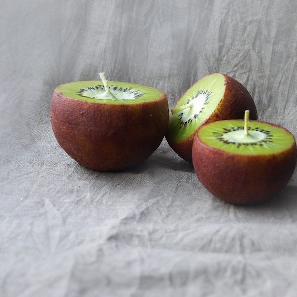 Kiwi candles set of 3, funny home decor, cute Christmas gift, fruit candles, table decor, quirky food candles, hygge home decor