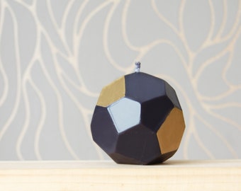 Faceted Black Gold Candle, Geometrical Black Metallic Home Decor, Modern Industrial Style Home Decor, Christmas Gift