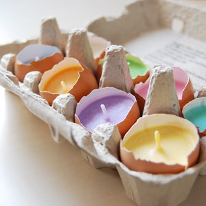 Easter Egg Candles Real Eggshells Candles Set Of 10 Vegetable Wax Candles Easter Table Decor Eco friendly Home Decor Easter Gift image 1