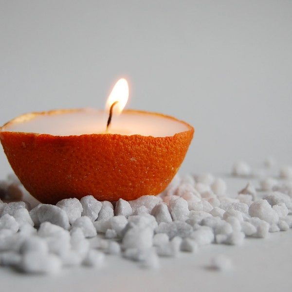 Pure Orange Peel Filled By Vanilla Scented Vegetable Wax, Scented Candle, Eco Friendly Gift, Hygge Home Decor, Holiday Ornaments