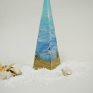 Nautical Candle Pyramid Sky Sea and Dunes Hand Painted With Special Wax Nautical Home Decor Beach Cottage Decor Marine Gift Idea image 3