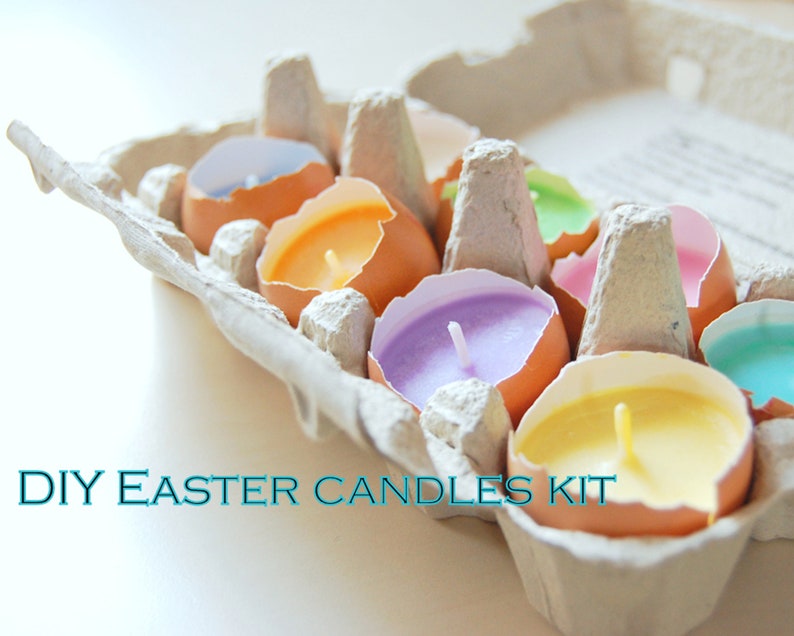 DIY Easter Candles Making Kit, Set Of 10 Pastel Colors Soy Wax, Easy DIY Kit with Kids for Eco-friendly Easter Home Decoration image 1
