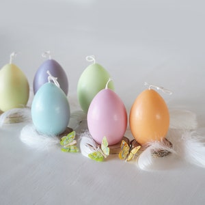 Easter Egg Candles Set of Six Pastel Colors, Easter Table Decorations, Cute Easter Gift image 6