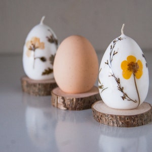 Easter Egg Candle With Real Flowers, Natural Pressed Flowers Housewarming Decor image 2