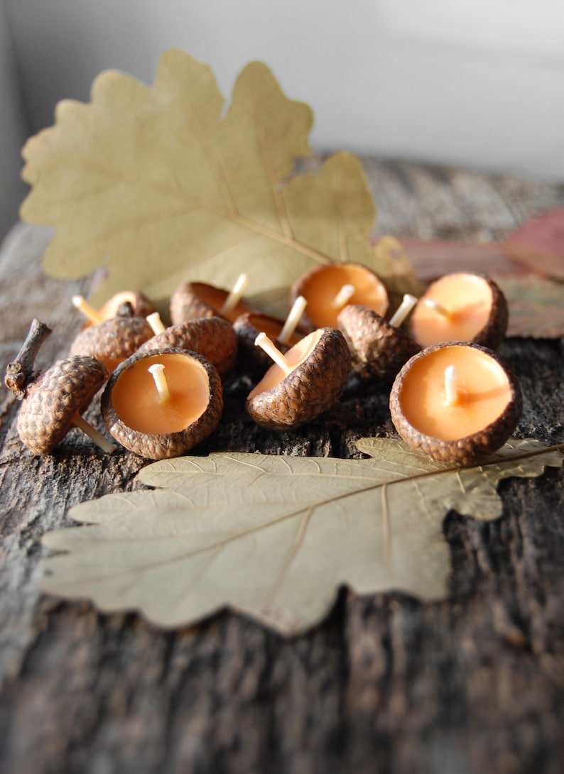 Acorn Cap Candle, Eco Friendly Floating Cinnamon Scented Candles, Holiday Ornaments, Autumn Candles, Christmas Gift, Hygge Home Decor image 2