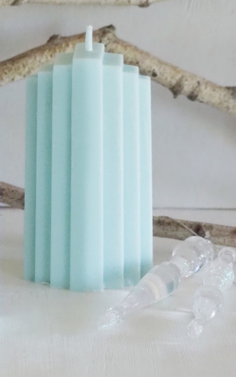 Unscented Pillar Soy Wax Candles, Ribbed, Tower and Star Shaped Pillar Pastel Color Candles, Easter Table Decoration Tower