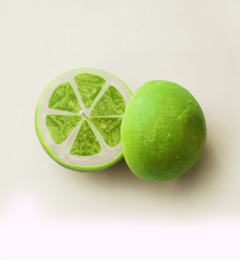 Lime Candles Set of 2, Looks Like Real Two Pieces of Lime, Fruit Candles, Fake Food, Funny Home Decor, Funny Fruit Gift, Citrus Candles image 4