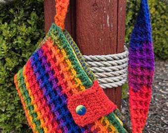 Rainbow Waffle Stitch tote bag