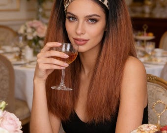 Brown Long Wavy Wig with Full Bangs, Natural Soft Hair for Women