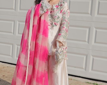 Designer Crepe Silk Kurta Set, Embroidered Sequin Top, Farshi Pant, Festive Wear