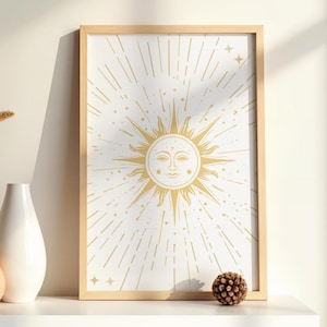 Boho Sonne Poster | Spirituelle Wanddeko |Celestial Wall Art | Digital Download |Spiritual Sun Poster |Aesthetic Wall Art Download