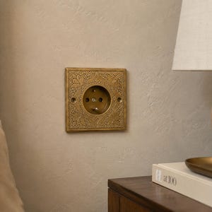 Handmade Moroccan Brass Outlet Cover | Decorative Wall Socket Plate | Moroccan Home Decor | Brass Electrical Outlet