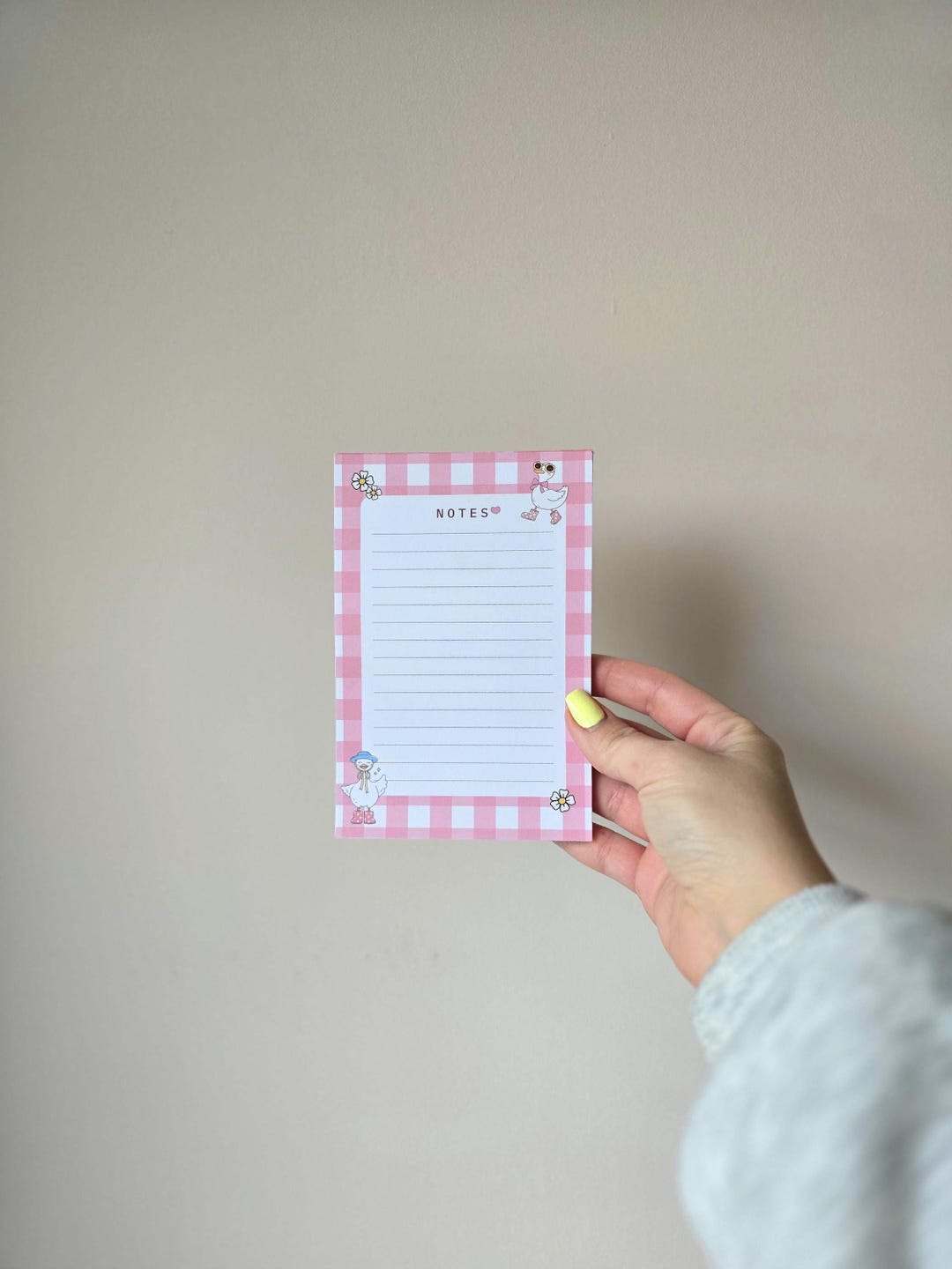 Cute Goose Notepad Printable 4x6 – Pink Kawaii PDF, Digital Notepad, to ...