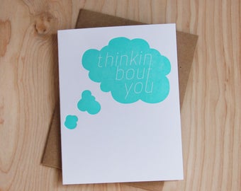 Thinkin bout you, letterpress greeting card