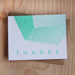 Tarjeta de felicitación con impresión tipográfica, gracias geométricas