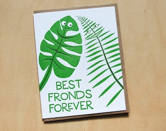 Best Fronds Forever, letterpress best friends greeting card