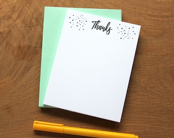 Thanks, set of 8 flat note cards