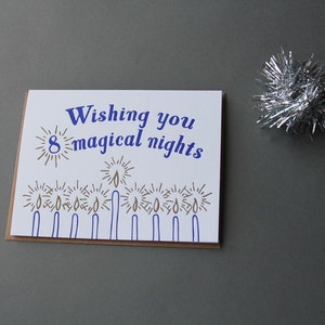 En vous souhaitant 8 nuits magiques, typographie de la carte de Hanoukka, ensemble de 6