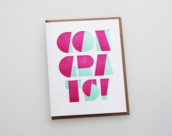 Congratulazioni moderne, biglietto di auguri con stampa tipografica