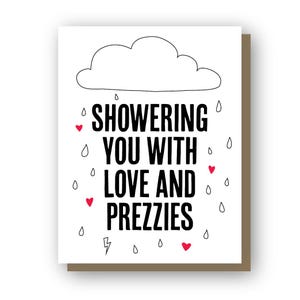 Une douche d'amour et de cadeaux, carte de douche, typographie, carte de voeux