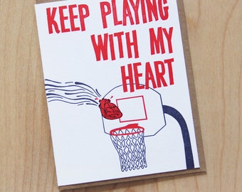 Keep playing with my heart, letterpress greeting card