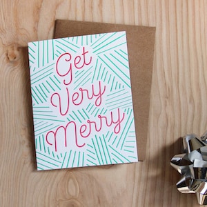 Get Very Merry, letterpress holiday card, set of 6