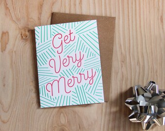 Get Very Merry, letterpress holiday card, set of 6