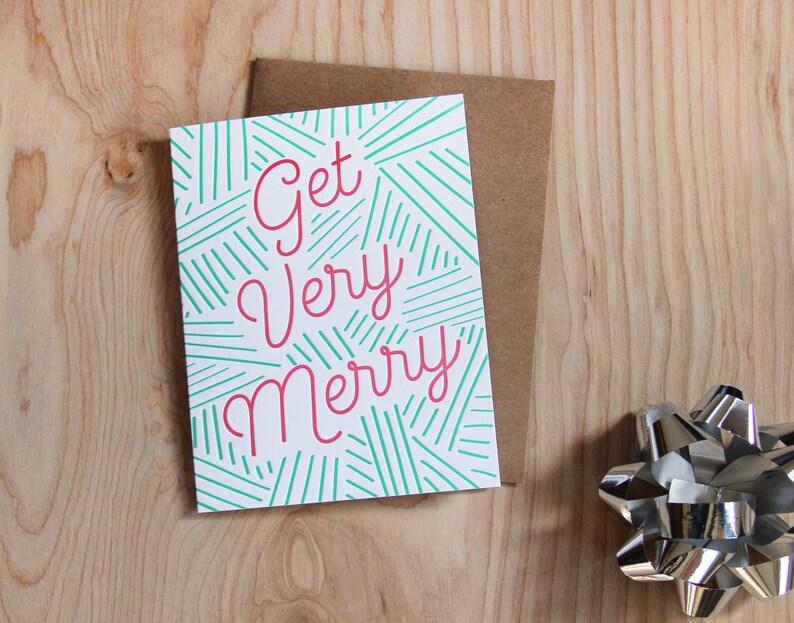 Get Very Merry, letterpress holiday card, set of 6 image 1