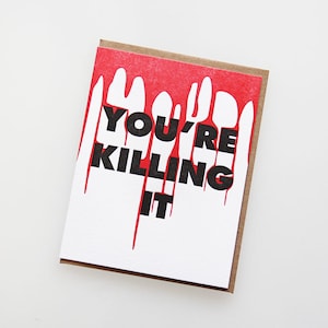 Je maakt het af, felicitatiekaart met horrorthema