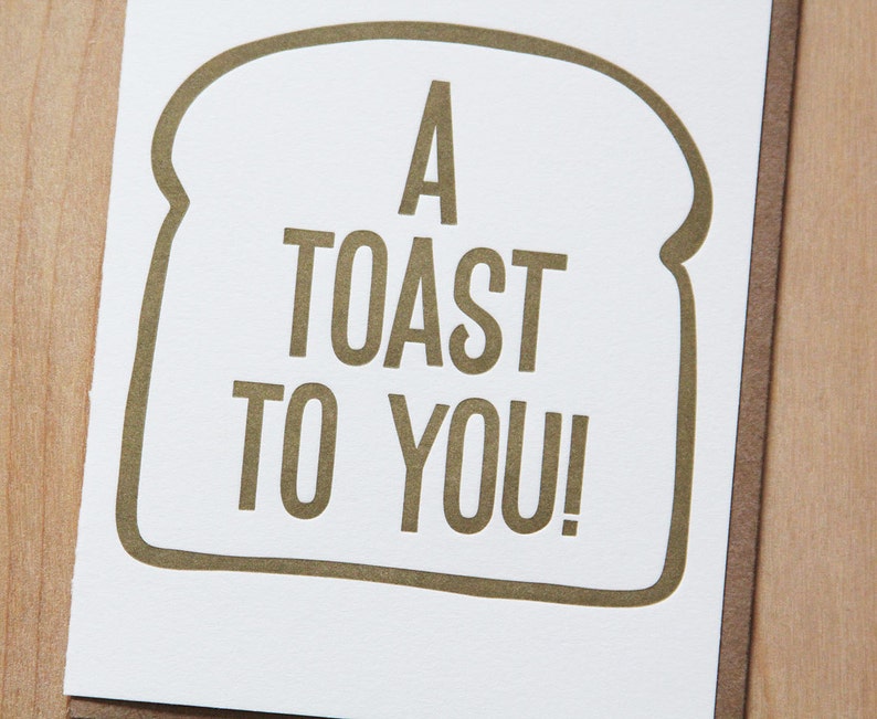 A toast to you, silly congratulations, letterpress card image 2