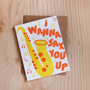 Je veux te saxer, carte d’amour, presse-lettres