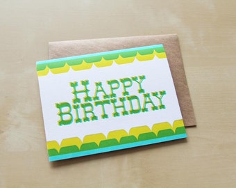 Happy Birthday Western card, letterpress