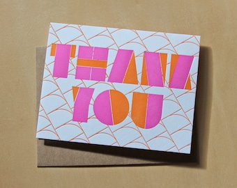 Thank you, mod letterpress greeting card