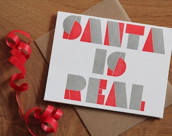 Santa is real, letterpress holiday card, set of 6