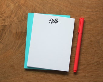 Hello, set of 8 flat note cards