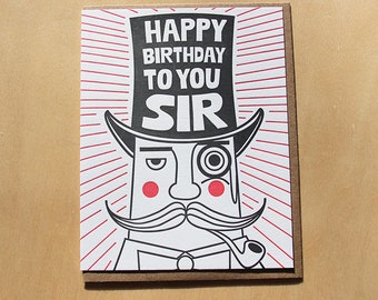 Happy Birthday to you Sir, letterpress birthday card
