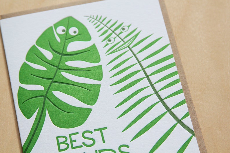 Best Fronds Forever, letterpress best friends greeting card zdjęcie 2