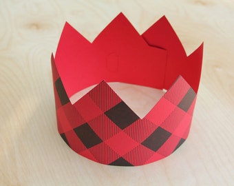 Letterpress Red Plaid Party Crown