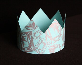 Letterpress Turquoise Party Crown