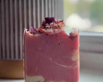 Handmade Rose Honeysuckle Soap Bar, Moisturizing Cold Process Artisan Soap