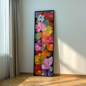 Floral Long Narrow Large Wall Art : Modern Botanical Artwork , Vertical Canvas Art