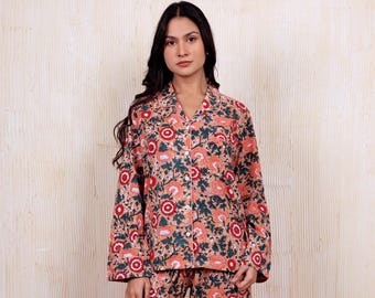 100% Baumwolle Hand Block Print Pyjama Set, Brautjungfer Hochzeitsgeschenk